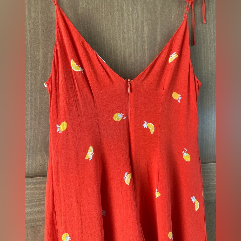 ASTR the label Brigette Tie Shoulder Fruit Print Midi Dress with Slit size Small - Picture 8 of 12